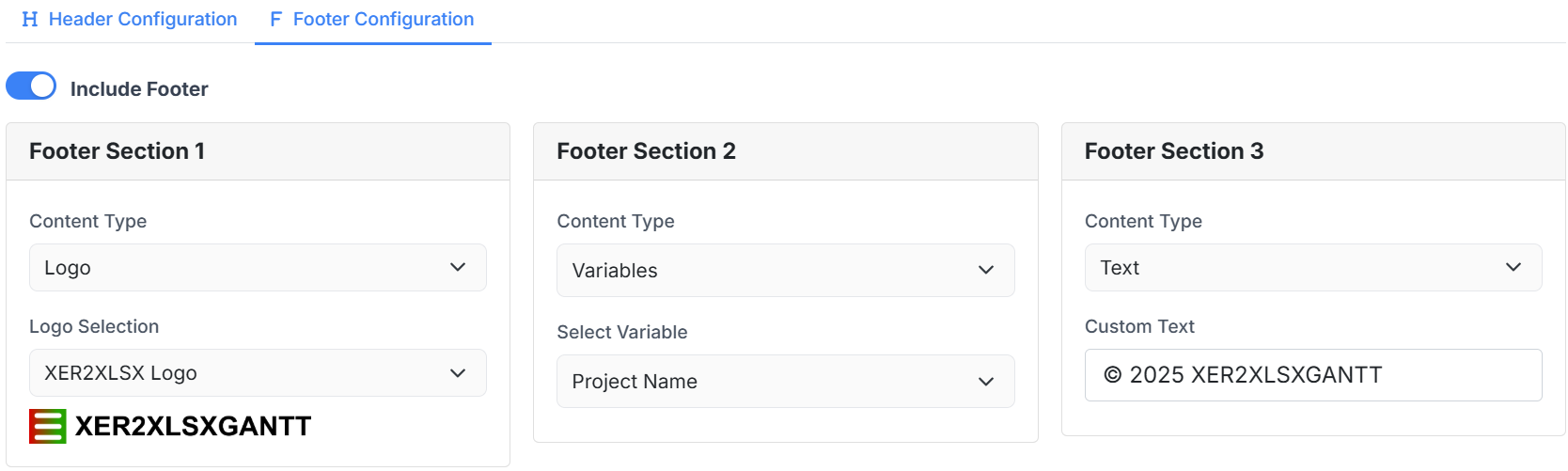 Header & Footer Options